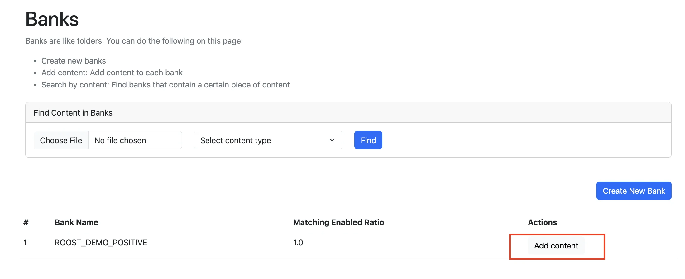 Add bank content